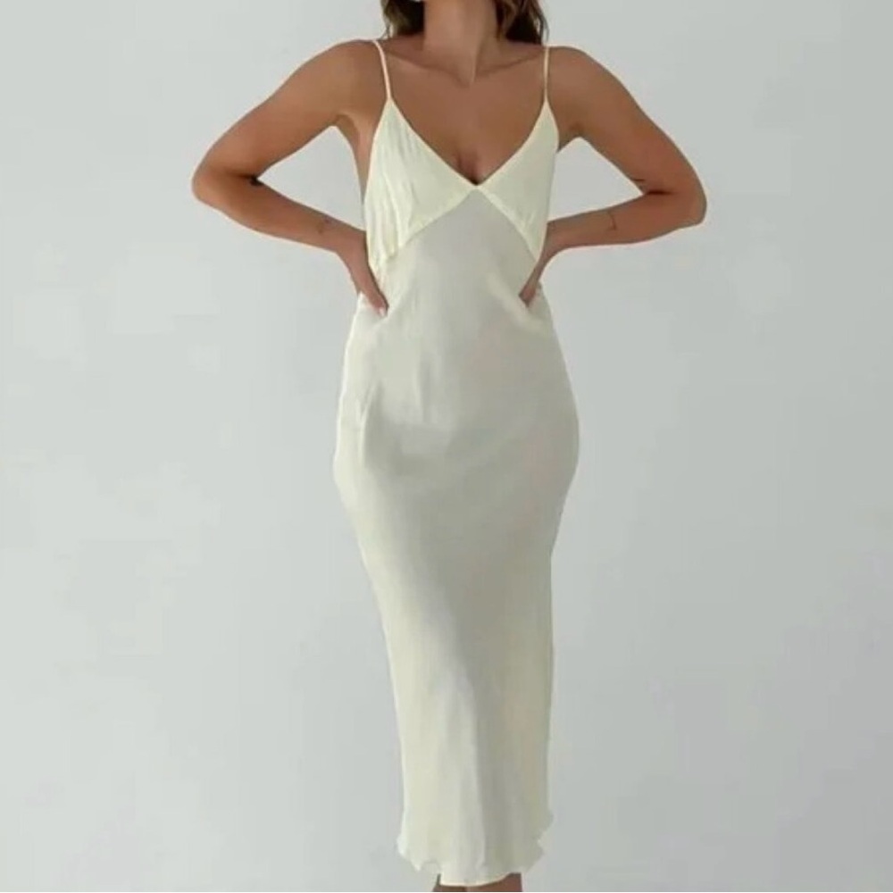 Rumored Cream Midi Dress